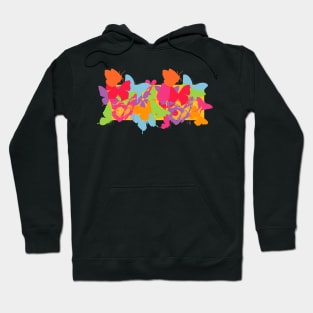 Happy Go Lucky Colorful Butterflies Seamless Pattern Print Hoodie